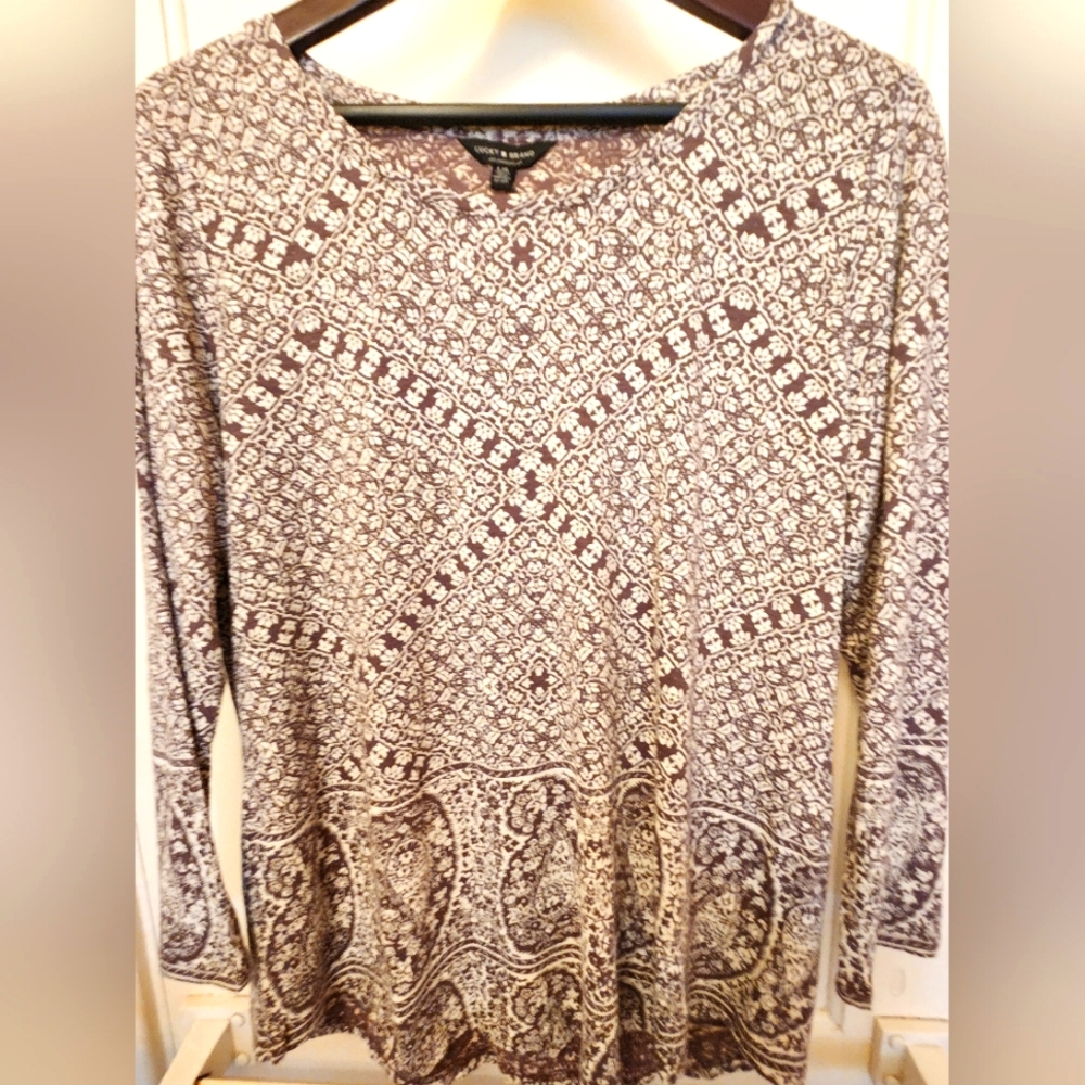 NWT Lucky Brand 3/4 Sleeve Lightweight Blouse, Size L